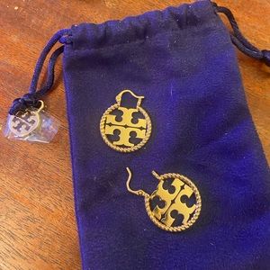 Tory Burch gold Miller small rope hoop earrings